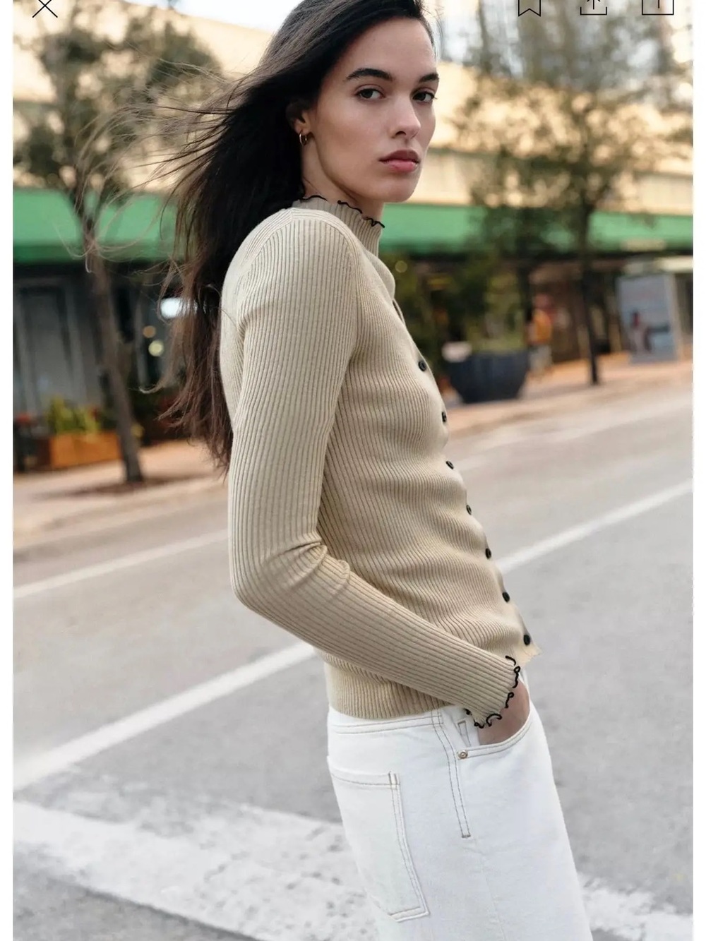 Zara contrast Rib cardigan - Picture 4 of 8